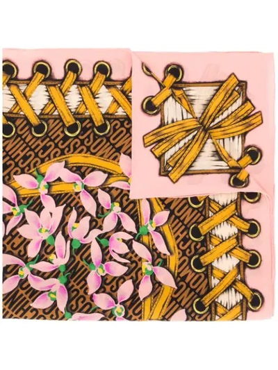 Moschino Graphic Print Scarf In Pink