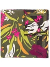 Moschino Floral Print Scarf In Green