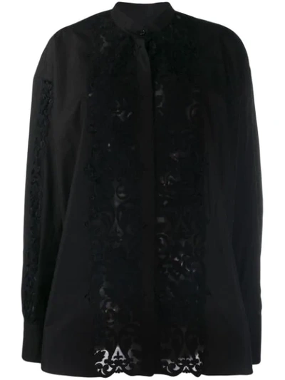 Giambattista Valli Relaxed-fit Lace Panel Shirt In Black