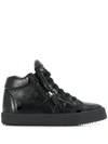 Giuseppe Zanotti Justy Patent Leather Sneakers In Black