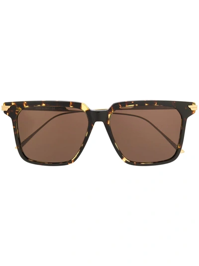 Bottega Veneta Bv1006s Tortoiseshell Square-frame Sunglasses In Brown