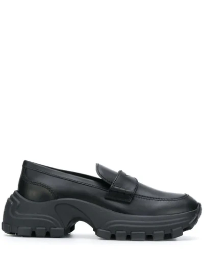 Miu Miu Chunky Sole Penny Loafers In Black