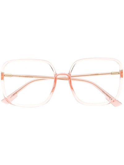 Dior Clear Frame Square Glasses In Pink