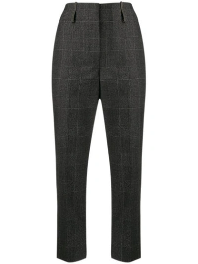 Brunello Cucinelli Check-pattern Cropped Trousers In Grey