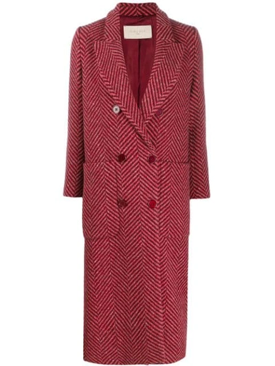 Circolo 1901 Chevron Pattern Double-breasted Coat In Pink
