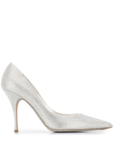 René Caovilla Embellished Stiletto Pumps In Silver