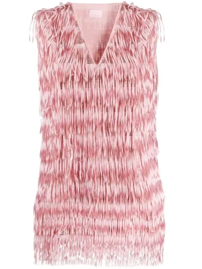 Giamba Ombre Fringe Blouse In Pink