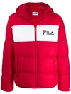 Fila Padded Logo Jacket In Red