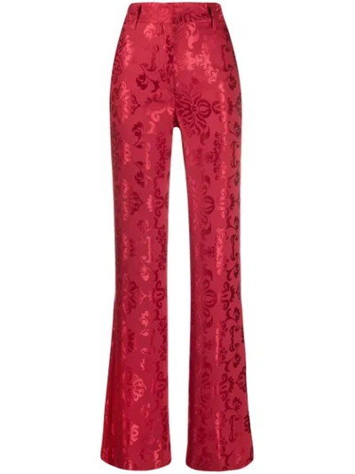 Ann Demeulemeester Daphne High Rise Flared Trousers In Red