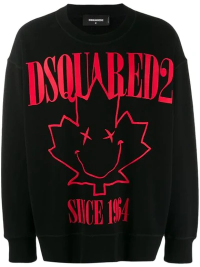 Dsquared2 Smiling Leaf Sweatshirt In Black