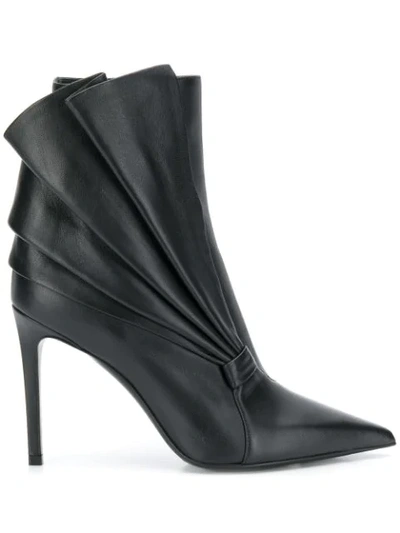 Balmain Leather Ness Ankle Boots In Black