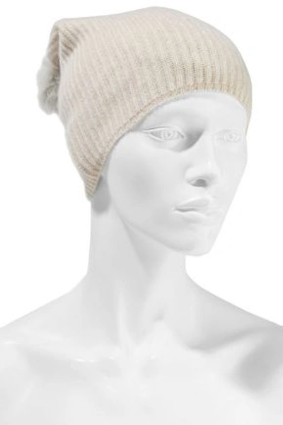 Karl Donoghue Pompom-embellished Shearling And Cashmere Beanie In Beige