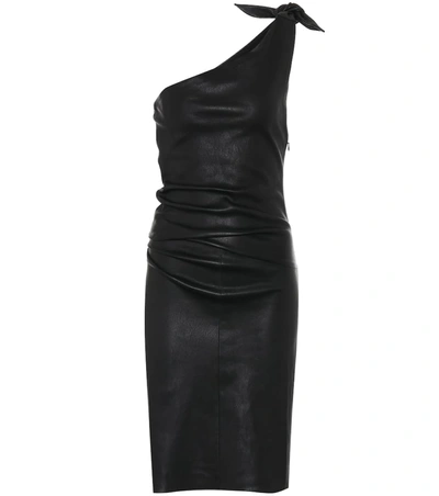 Stouls Pepita One-shoulder Leather Dress In Black