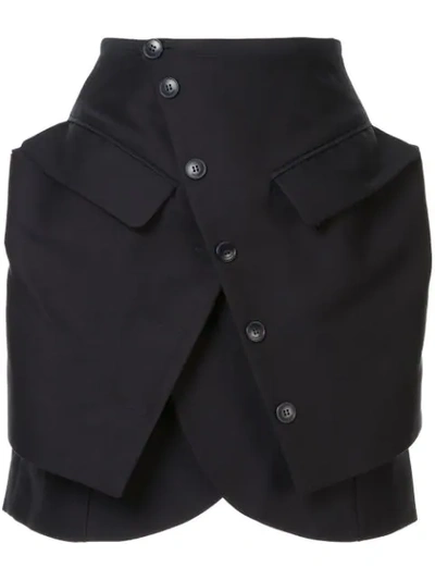 Jacquemus Murano Wrap-over Cotton-blend Mini Skirt In Navy