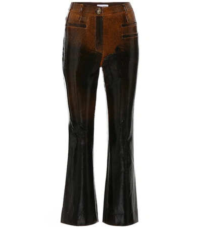 Rejina Pyo Maeve Laminated Flared Cropped Wool-blend Trousers In Brown