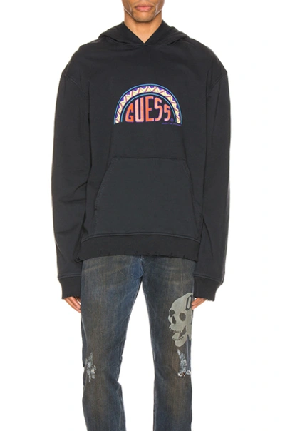 Alchemist Guess Graphic-print Cotton-jersey Hoody In Vintage Black