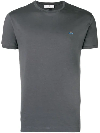 Vivienne Westwood Brand-embroidered Scoop-neck Cotton Jersey T-shirt In Grey