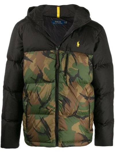 Polo Ralph Lauren Camouflage-print Quilted Shell Jacket In Black