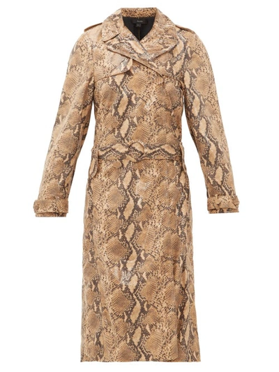 Ellery Spectrum Faux-snakeskin Trench Coat In Sand