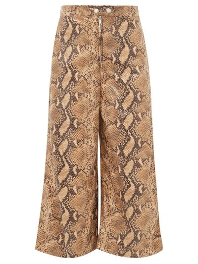 Ellery Nuance Snakeskin-effect Wide-leg Cropped Trousers In Camel