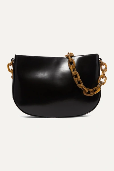 By Far Pelle Chain Handle Leather Shoulder Bag In Black