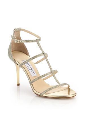 Jimmy Choo Dory Lamé Sandals In Gold | ModeSens