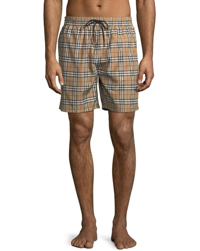 Burberry Guildes Signature-check Swim Trunks In Navy