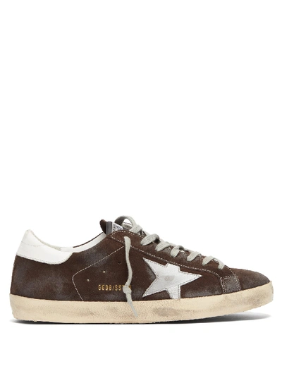 Golden Goose Unisex Superstar Distressed Suede Low-top Sneakers In Coffee