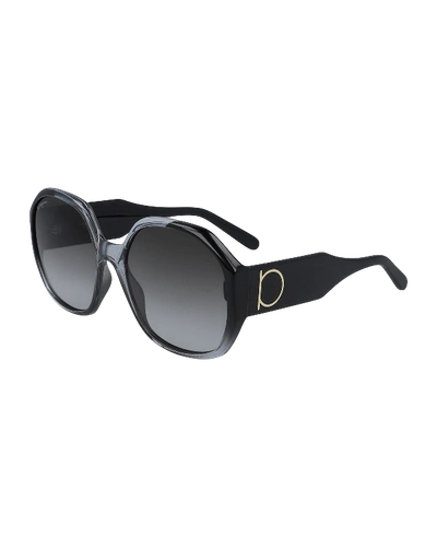 Ferragamo Women's Gancini Square Sunglasses, 60mm In Gray Gradient