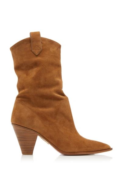 Aquazzura Boogie Cowboy Suede Ankle Boots In Brown