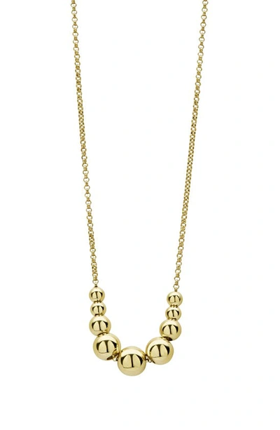 Lagos Caviar Gold Graduated Bead Chain Necklace