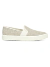 Vince Blair 5 Leather-trimmed Canvas Slip-on Sneakers In Off White