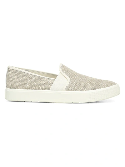 Vince Blair 5 Leather-trimmed Canvas Slip-on Sneakers In Off White