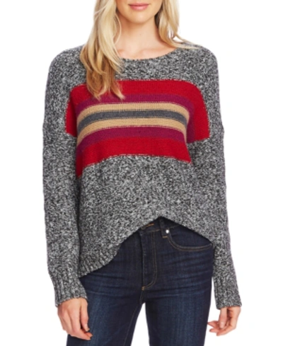 Vince Camuto Colorblock Crewneck Cotton Blend Sweater In Tulip Red