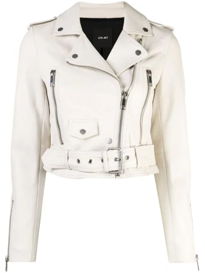 Lth Jkt Mya Cropped Biker Jacket In White