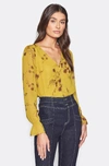 Joie Bolona Silk Floral Print Blouse In Chartreuse
