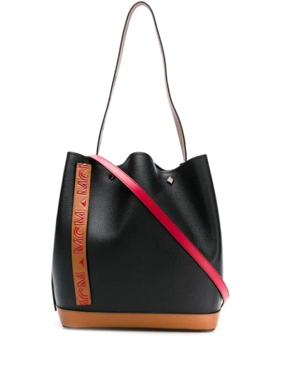 Mcm Milano Medium Leather Drawstring Bucket Bag In Black