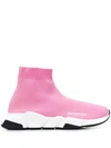 Balenciaga Speed Stretch-knit High-top Sneakers In Pink White