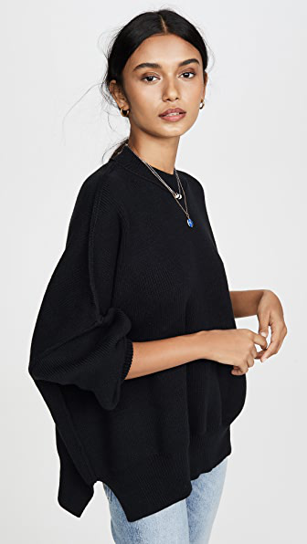 Free People Easy Street Tunic Sweater In Black Modesens