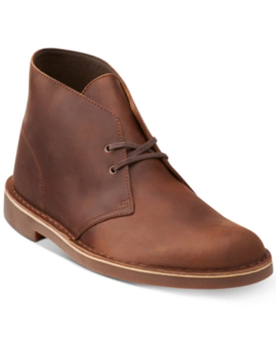 Clarks Bushacre 3 261-74148 Men's Brown Tumbled Leather Chukka Boots Clk46 In Beeswax Leather