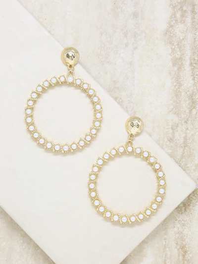 Ettika Drop Hoop Imitation Pearl Earrings In Gold