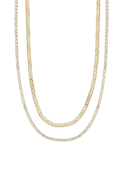 Ettika Simple Crystal Gold Chain Necklace Set