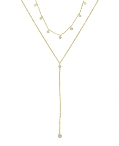 Ettika Simplistic Crystal Layered Lariat Necklace Set In Gold