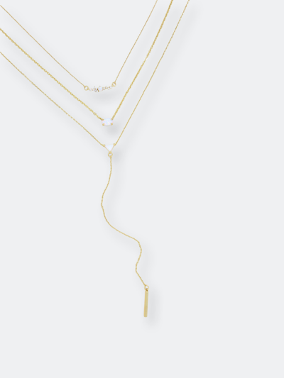 Ettika Layered Opal Lariat Necklace, Set Of 3 In Gold