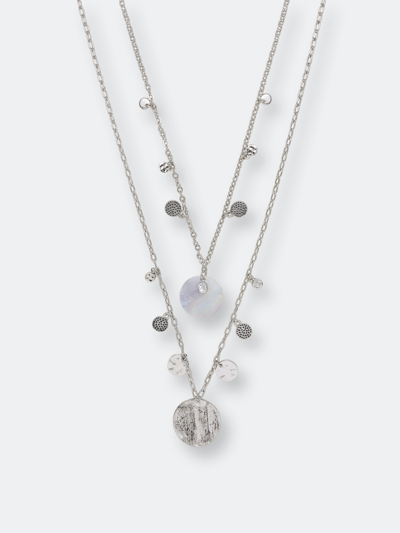 Ettika Pacific Princess Layered Shell Disc Women's Necklace Set In Silver