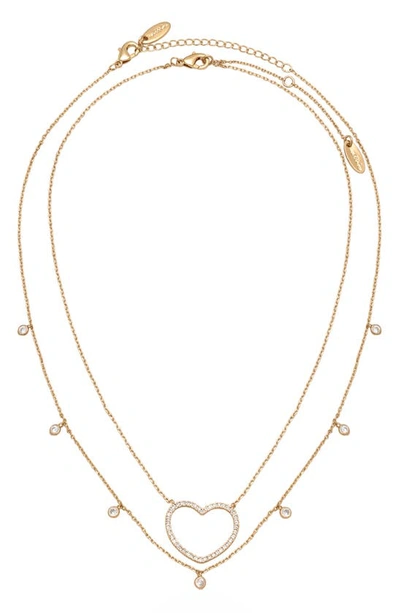 Ettika Crystal Heart Drop Layered Necklace, Set Of 2 In Gold