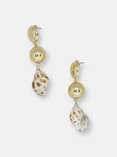 Ettika Conch Shell Drop Earrings In Gold