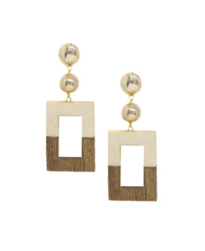 Ettika Wooden Color-block Drop Earrings In Light Brown/ Gold