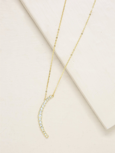Ettika Waning Crystal Crescent Moon Necklace In Gold