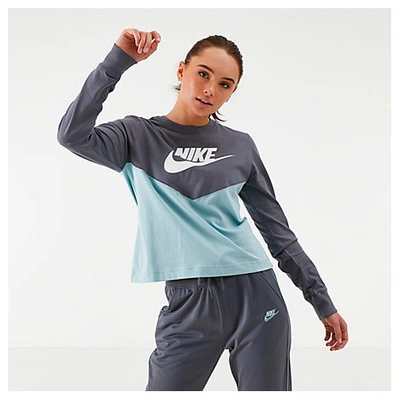 Nike Sportswear Cotton Clorblocked Top In Blue